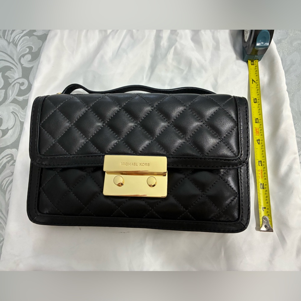 Michael Kors Black Quilted Clutch with Gold Accents - Picture 4 of 9